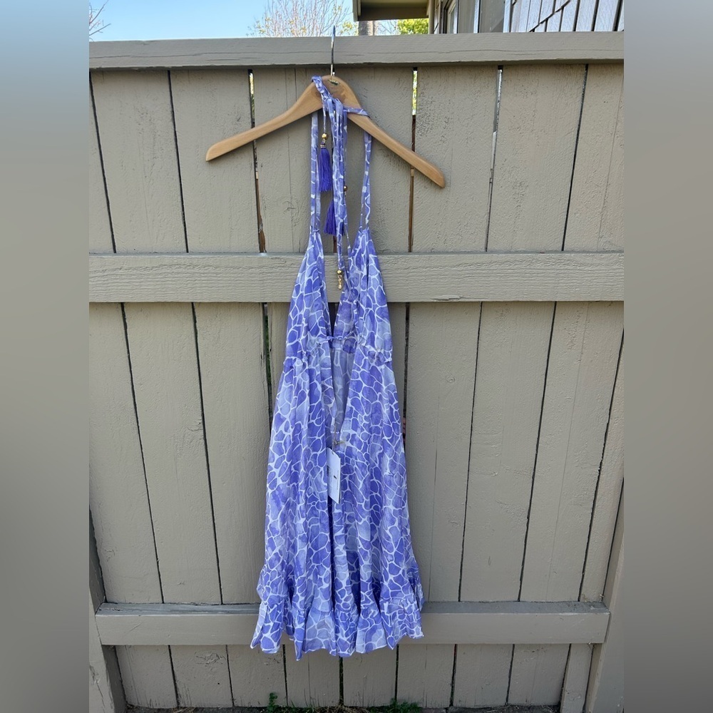 NWT Sophia Alexia Silk Mini Ibiza Dress Lilac Pebbles One Size Beach Resortwear - Picture 8 of 13